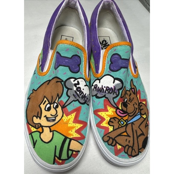 Custom Vans‎ Slip-On Shoes Scooby Doo Shaggy Signed Hand Painted Canvas 10.5 main image 13